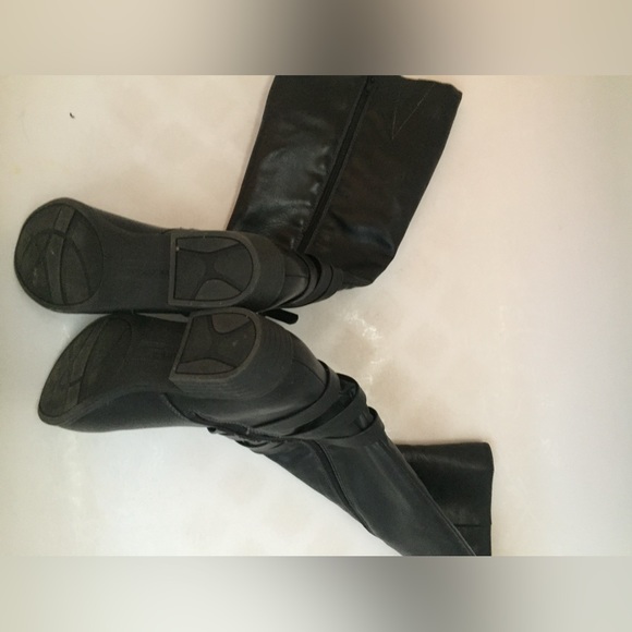 Natural Soul Boots By Naturalizer Women's Sz 7  Blk Strappy Riding Boot Side Zip - Picture 4 of 8